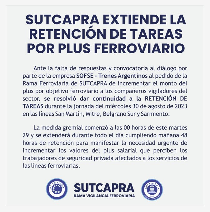 Vigiladores realizan retención de tareas en líneas de trenes por aumento de un plus salarial 2 image 21