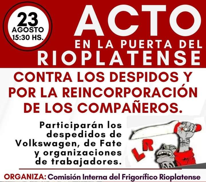 FRIGORÍFICO RIOPLATENSE: Acto por trabajadores despedidos 1 Imagen de WhatsApp 2024 08 23 a las 13.38.45 edb00d9f